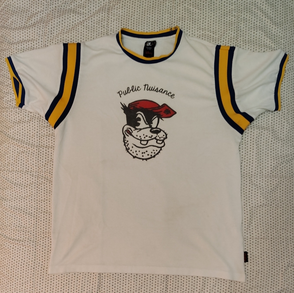 Disney Pete Villain Peg Leg Pete Size L/XL Vintage Style Ringer/Football Shirt